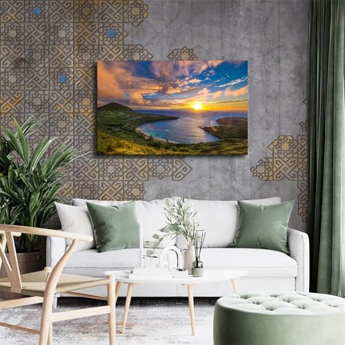 Sunrise at Hanauma Bay Landscape Poster Canvas Print 20x30 Framed