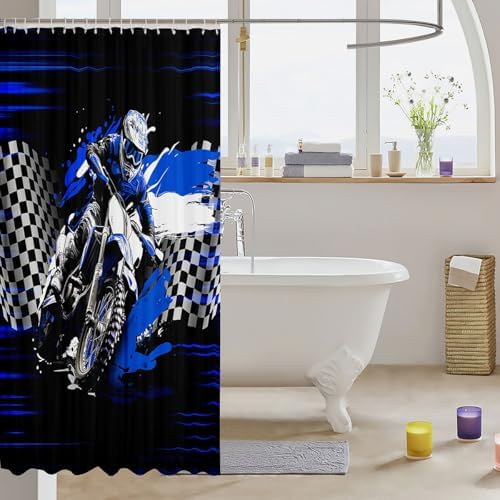 Feelyou Dirt Bike Racing Shower Curtain Set 72x78