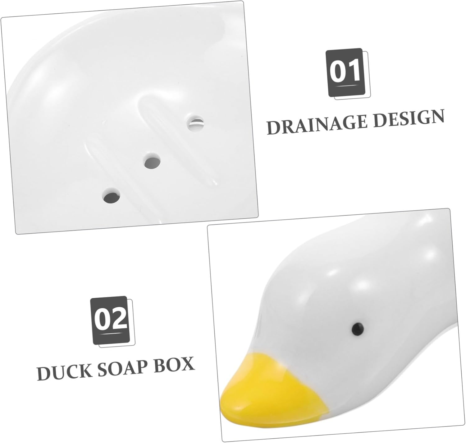 Ciieeo Duck Soap Case Self Draining Holder Ceramic Dish