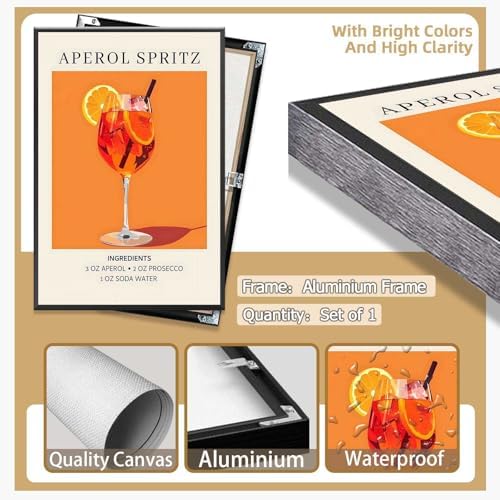 Vintage Cocktail Poster Framed 12x16in Wall Art