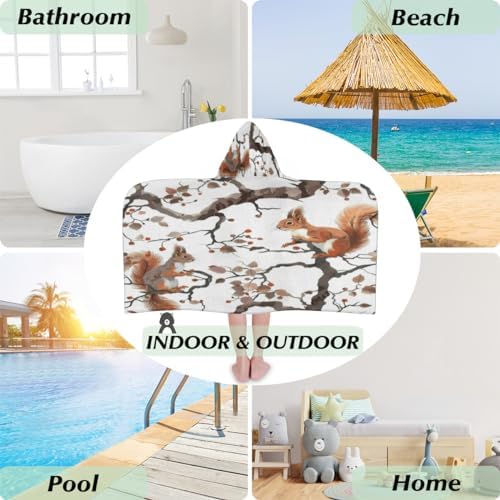 Squirrel Kids Hooded Beach Towel for Boys Girls