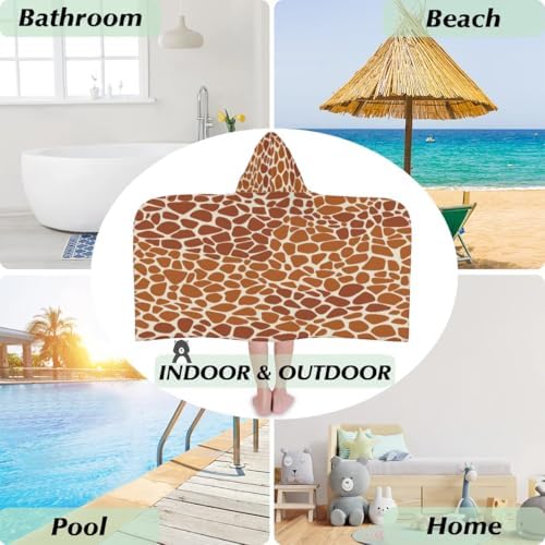 Brown Animal Giraffe Skin Print Kids Bath Towel