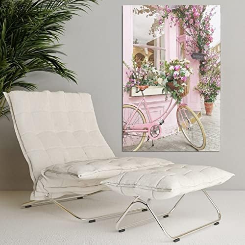 Paris Florist Romantic Pink Bike Wall Art Painting