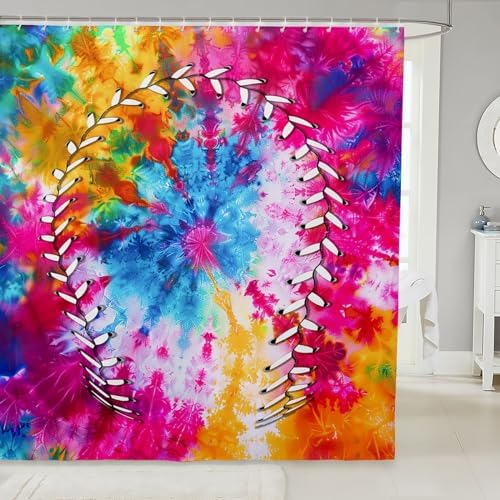 Feelyou Baseball Shower Curtain Set 72x78 Kids Bathroom