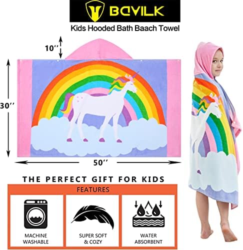 Kids Beach Towel Hooded Bath Towel for Boys Girls Age 3-10
