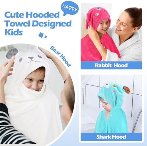 Moukeren 3 Pcs Hooded Towel for Kids