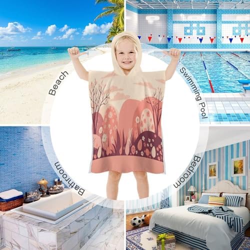 Kids Hooded Bath Towel with Mountain Pattern
