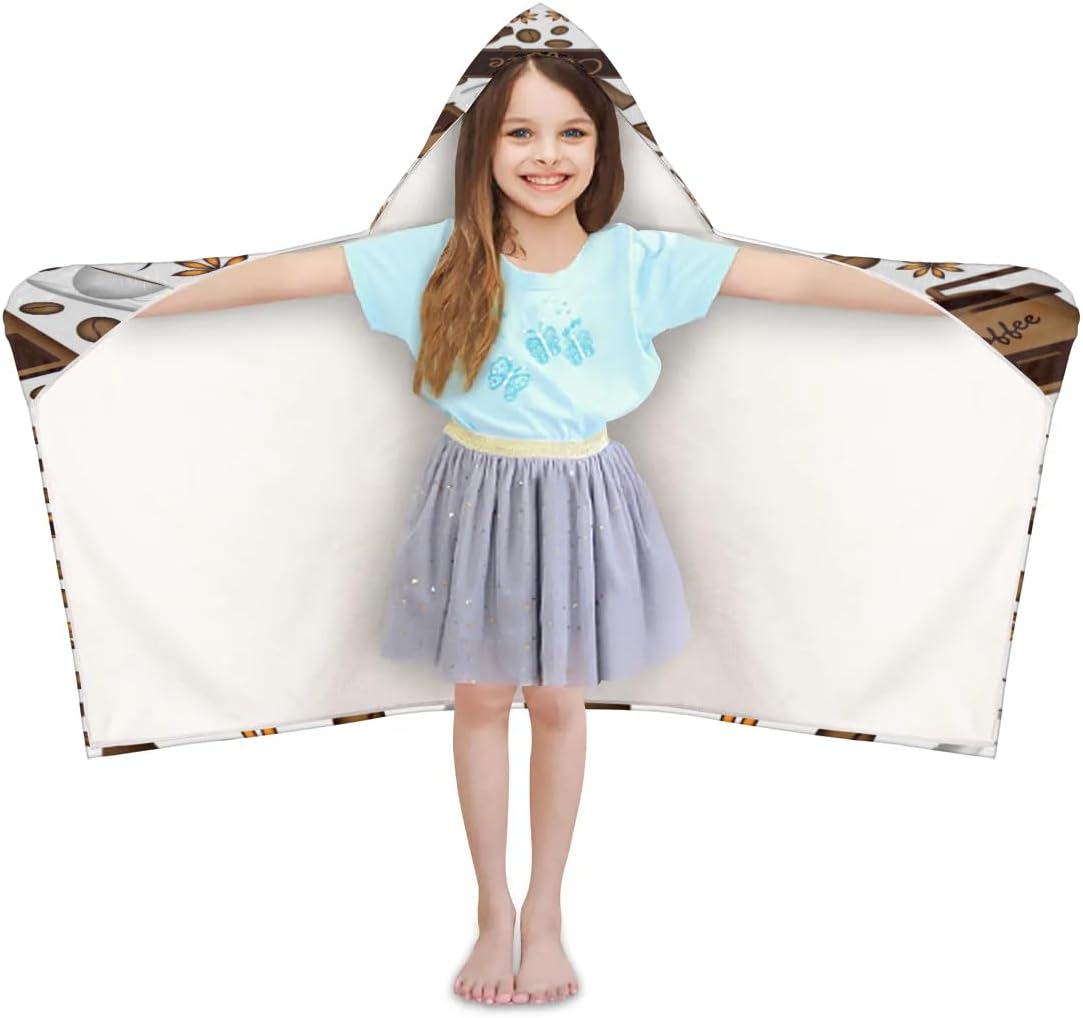 Lakiniss Classic Coffee Themed Kids Bath Towel 24x50 Inch