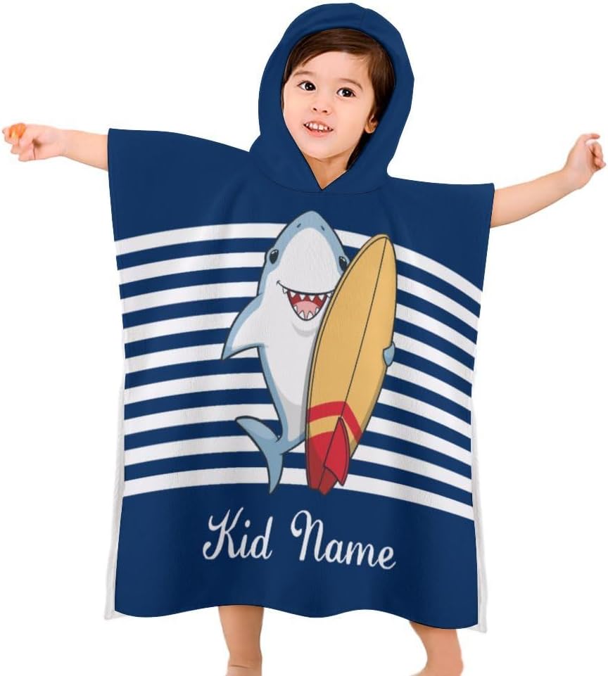 Custom Kids Beach Towel with Hood and Stripes