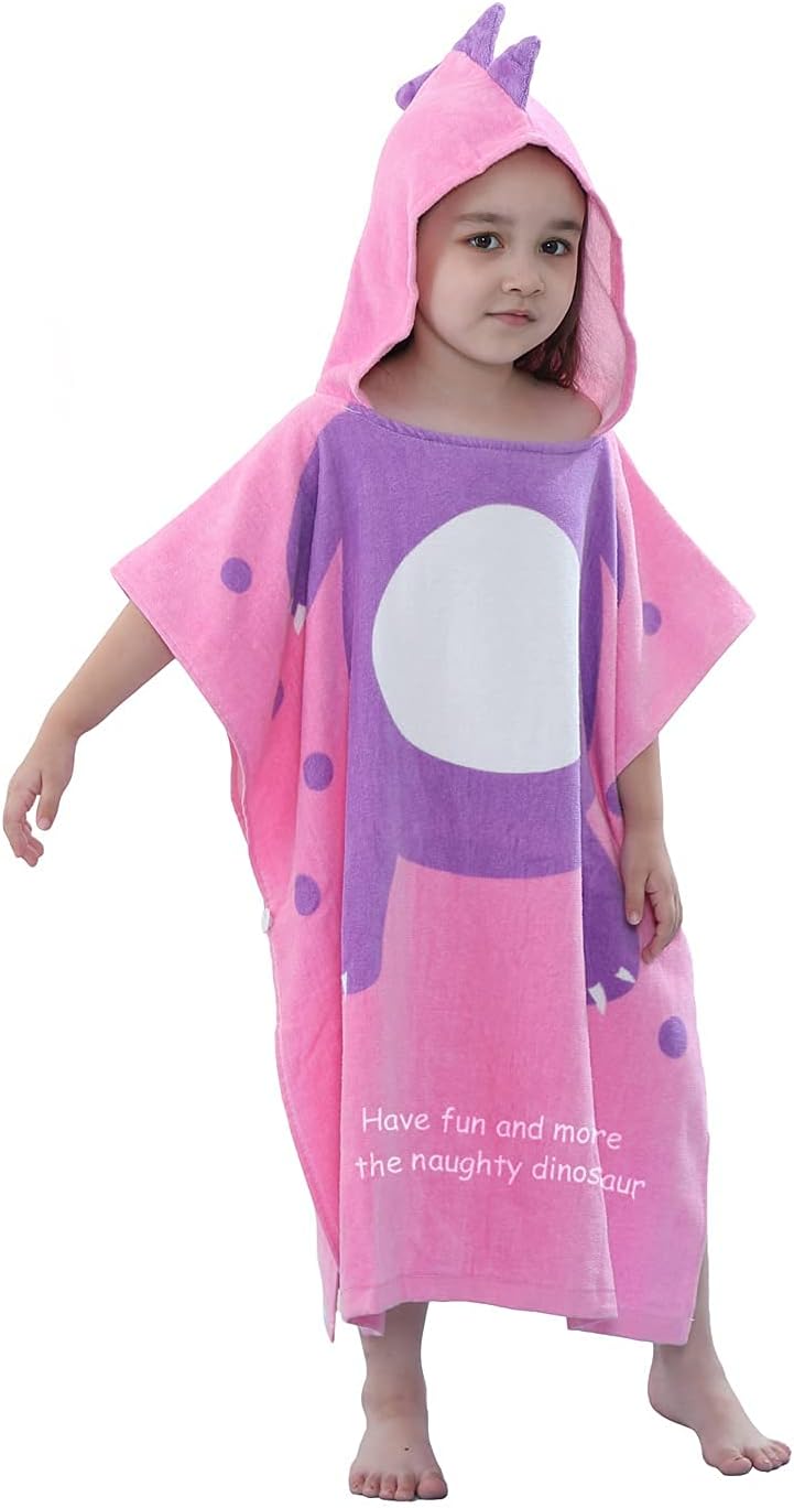LOLANTA Kids Bath Towel with Hooded Dinosaur
