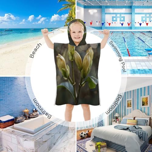 Kids Hooded Bath Towel with Tree Bud Pattern