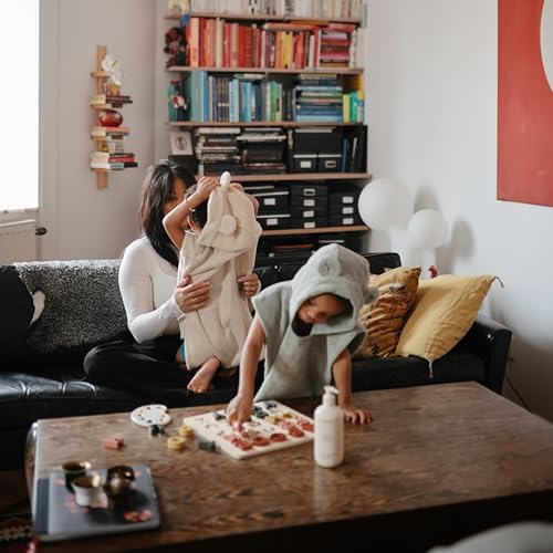 Mushie Poncho Towel for Kids Fog 1-3 Years