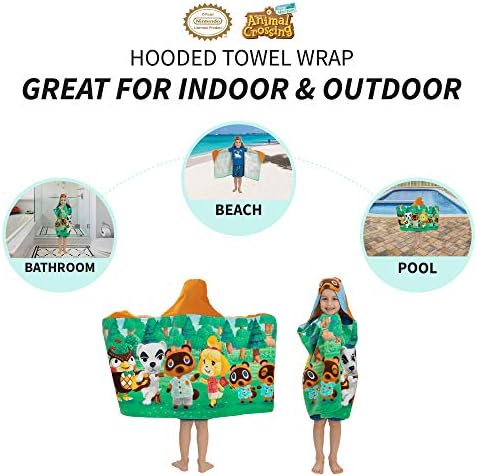 Franco Kids Bath Towel Wrap with Animal Crossing Design