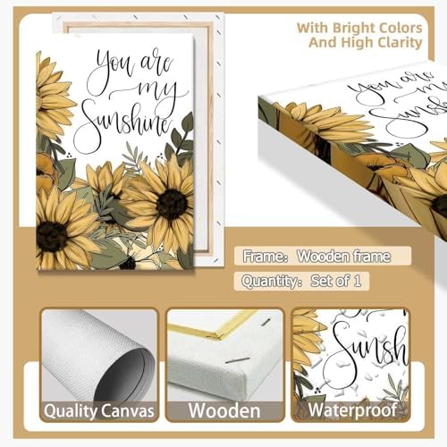 Sunflower Motivational Poster You Are My Sunshine 16x24 Framed Wall Art