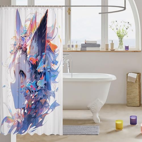 Erosebridal Japanese Anime 3D Cartoon Shower Curtain Set