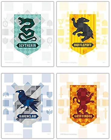 TRENDYPRINT Hogwarts House Flags Set of Four Wall Art
