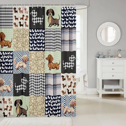 Feelyou Sausage Dog Bath Curtain 72x72 Kids Bathroom Decor