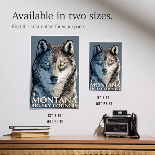 Lantern Press 8x12 Wolf Art Print Montana Big Sky
