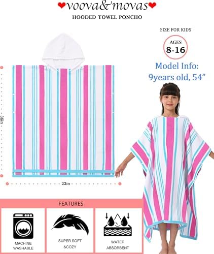VOOVA MOVAS Hooded Bath Towels for Big Kids 8-16 Years