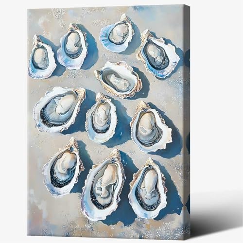 Retro Simple Oyster Poster 12x16in Framed