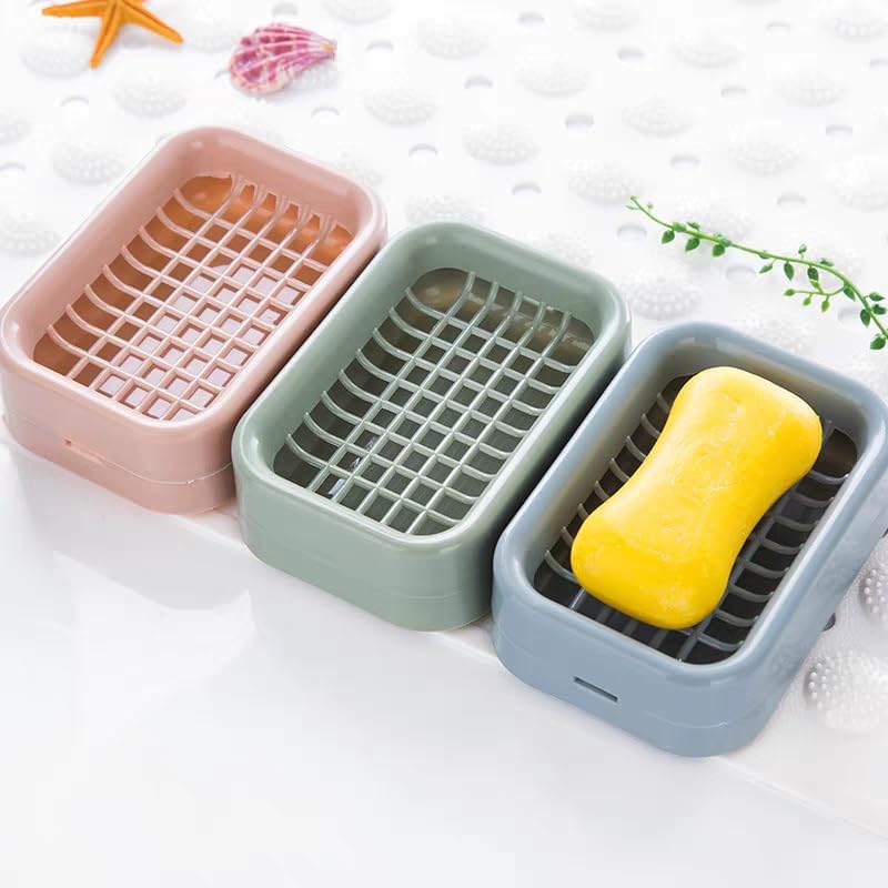 Square Soap Box with Removable Drainer Lid - Red Waterproof Compact Storage Case