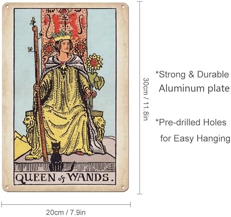 KERUNSM Queen of Wands Tarot Poster Retro Metal Wall Art 8x12 Inches