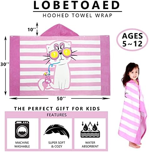 Kids Hooded Beach Towel Soft Real Cotton Wrap for Toddlers and Children