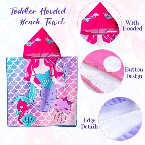 Mermaid Hooded Bath Towel for Toddler Girls 2-4 Years