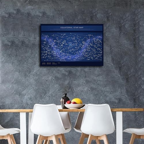 Highly Detailed Equatorial Star Map Poster Canvas Wall Art Framed