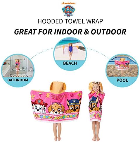 Franco Paw Patrol Pink Hooded Bath Towel Wrap for Kids