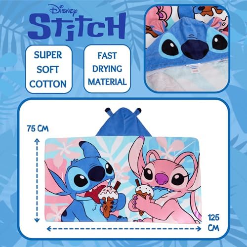Disney Stitch Hooded Towel Poncho for Kids