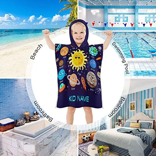 Galaxy Solar System Planet Custom Hooded Beach Towel for Kids