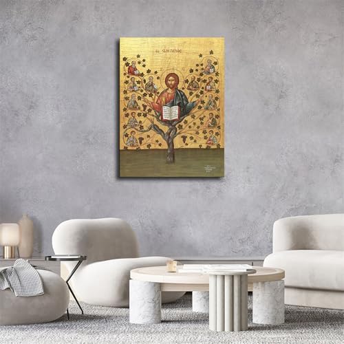 Jesus Christ Greek Orthodox Icon Framed Poster 12x16inch