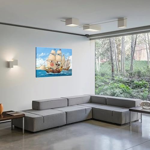 17th Century Spanish Sailing Ships Canvas Poster 24x16inch