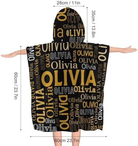 Husguciy Personalized Hooded Towel for Kids Black