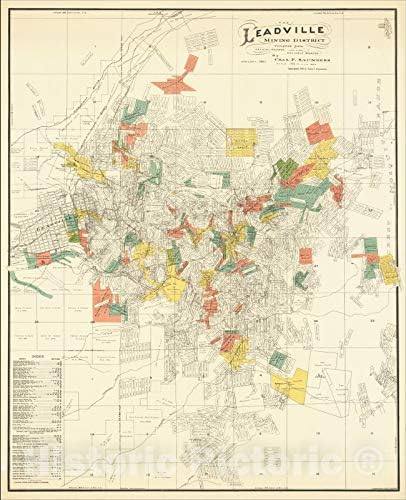 Historic Map Leadville Mining District 1901 Wall Art 44x54