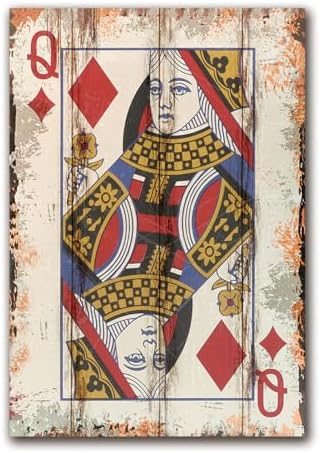 Treeperi Poker Canvas Wall Art Print Queen of Diamonds Decor