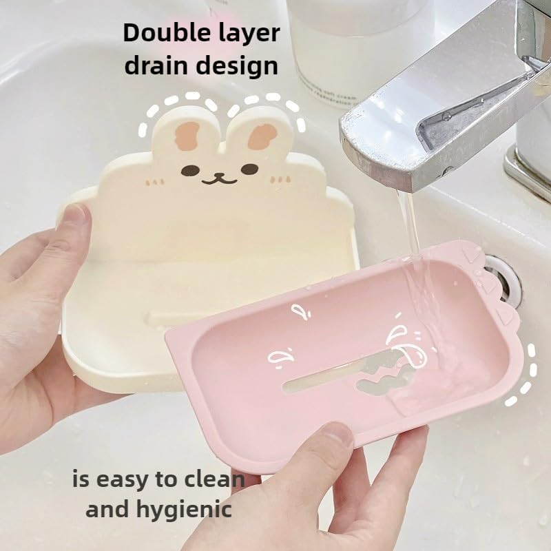 Cartoon Rabbit Soap Dish for Kids White
