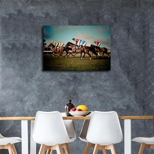 Horse Racing Equestrian Canvas Poster Framed Wall Art 20x30inch