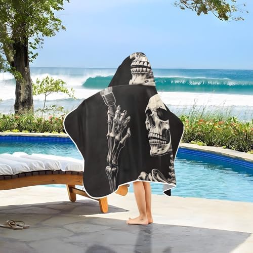 Skeleton Light Bulb Kids Bath Towel 24x50 Inch Hooded Towel for Children