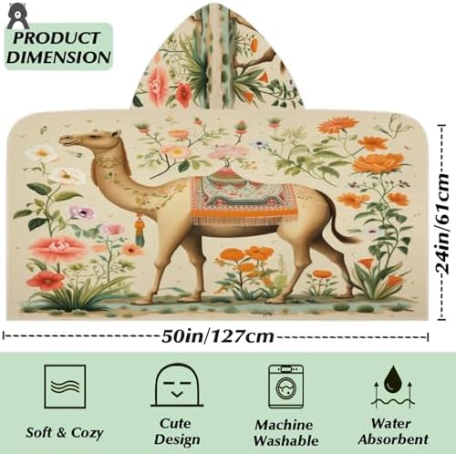 Piolysio Camel Hooded Towels for Kids