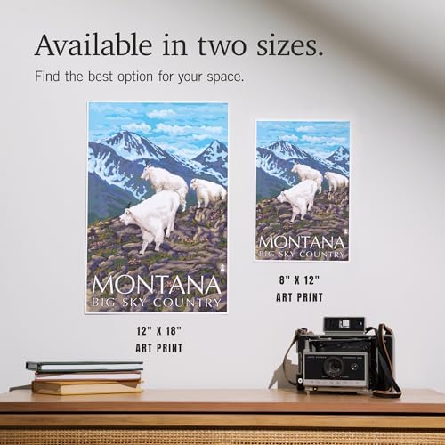Lantern Press 8x12 Art Print Montana Big Sky Country Mountain Goats