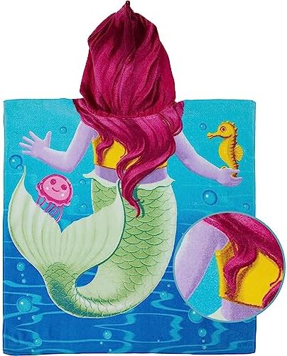 Dawhud Direct Hooded Bath Towel for Kids - Mermaid and Friends Design