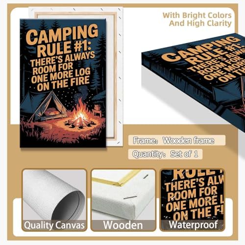 Vintage Camping Posters 24x36in Framed Wall Art