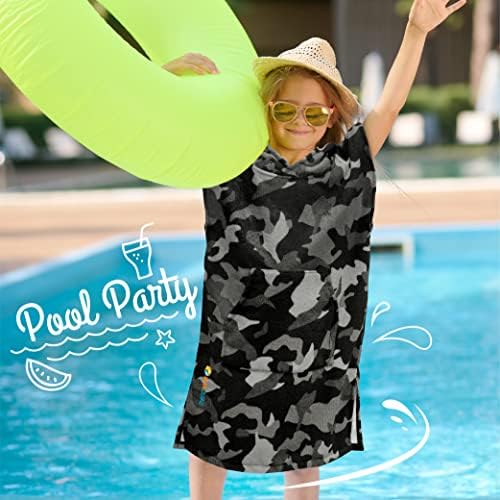 SUN CUBE Kids Hooded Swim Poncho Robe for Beach and Pool Use