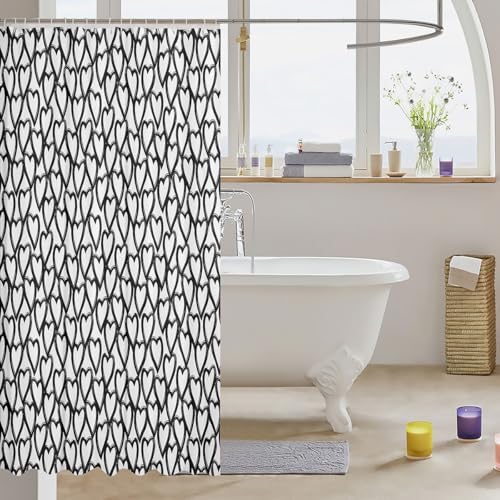Erosebridal Heart Shaped Shower Curtain Set 72x72