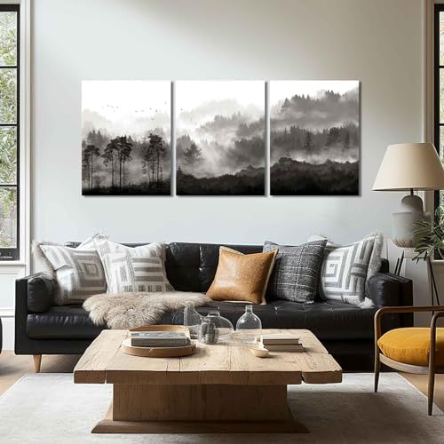 YJYart Misty Forest Wall Decor 3 Piece 12x16