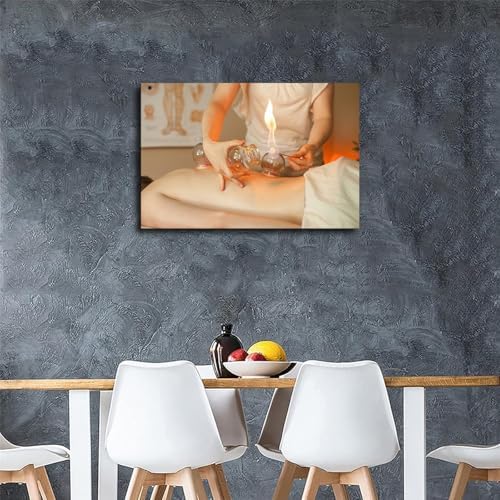 Chinese Medicine Cupping Spa Art Poster Canvas 16x24 Framed Wall Art