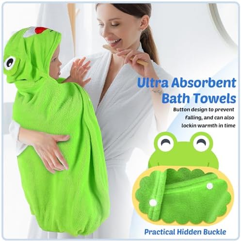 Preboun 2 Pcs Hooded Bath Towel for Kids 3-10 Yrs