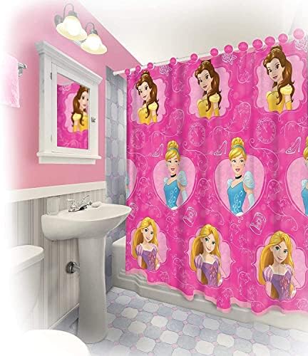 Disney Princess Cinderella Shower Curtain and Hooks Set
